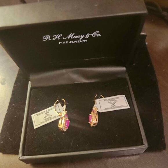 Ruby drop earrings 14K gold
